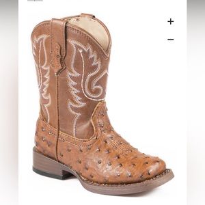 Roper Toddler Ostrich Print Western Boots - Square Toe